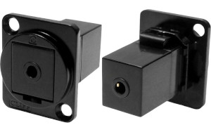 3.5 mm 4-pole audio jack XLR-format female-to-female feedthrough socket in black metal