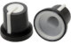 Black K87MAR push fit rotary control knob with white marker. 6 mm D USA shaft CL170822FR