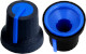 Black K87MAR push fit rotary control knob with blue marker. 6 mm spline shaft CL170827CR