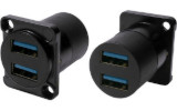Dual USB 3.0 A to USB 3.0 A feedthrough socket CP30088