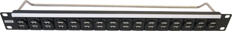 1U panel loaded with dual USB-2 A feedthrough connectors